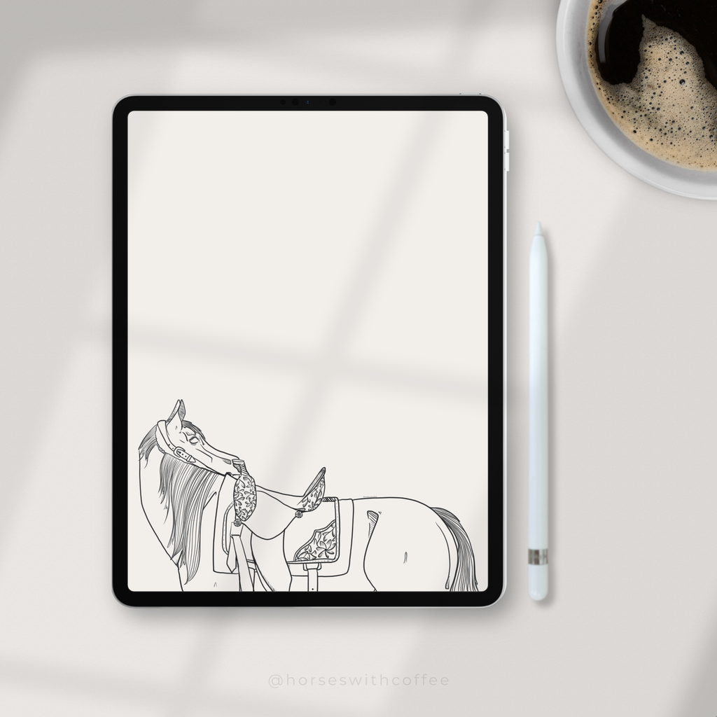 Barrel Horse Looking Back | Coloring Page