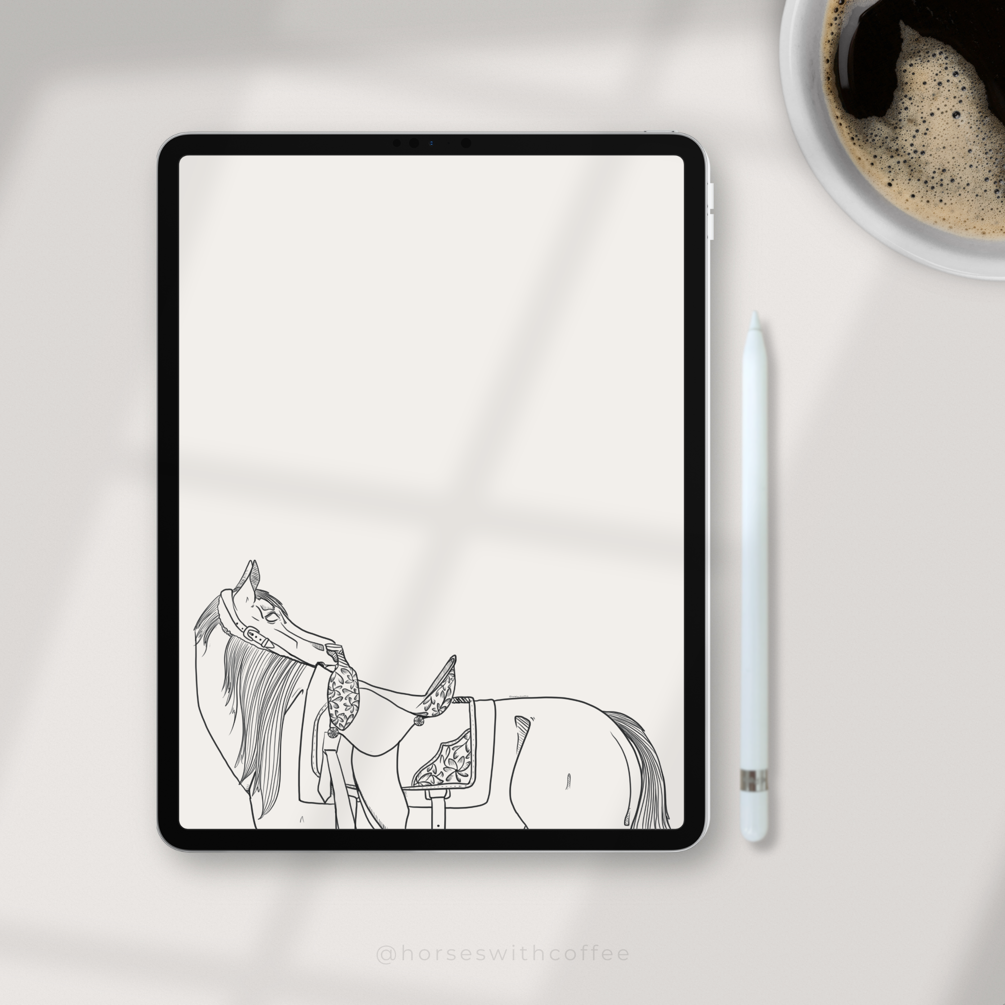 Barrel Horse Looking Back | Coloring Page